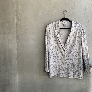 Floral Cream and Green Blazer Vintage